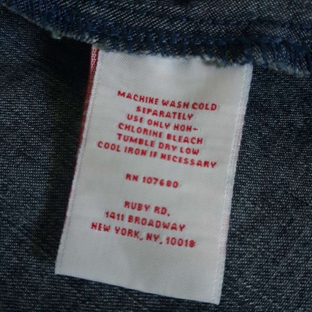 Ruby Rd Embroidered Denim Fringe Blue Jean Jacket - Picture 6 of 7